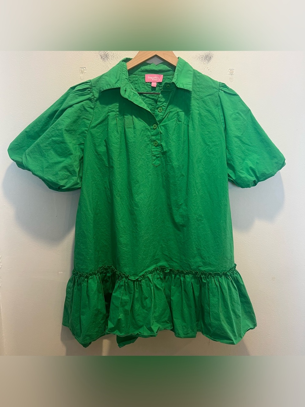 SINCERELY OURS- Poplin Mini Kelly Green Dress Size XS